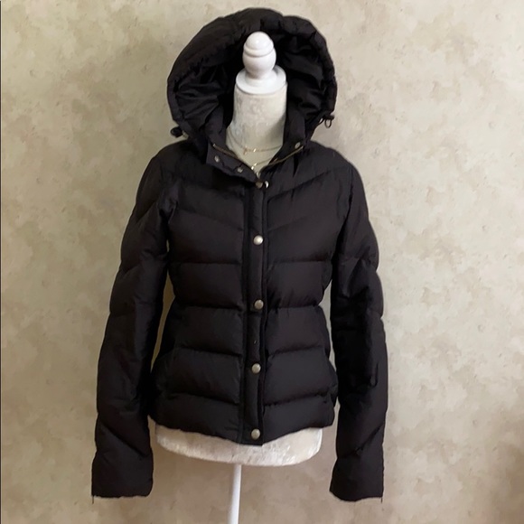J.Crew Jacket Puffer Down Black Fitted Hooded M